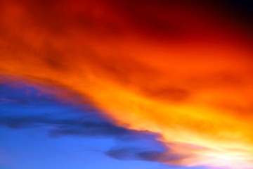 sunset on sea colorful flame cloud cold collide on sky