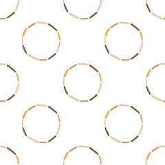 Vector illustration of a wreath made of wheat or barley spikelets isolated on a white background. Seamless wreath pattern.