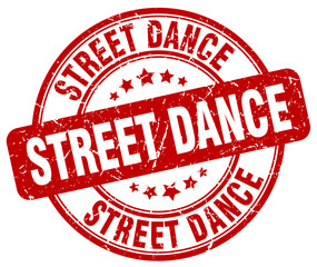 street dance red grunge round vintage rubber stamp
