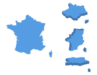 France isometric map vector illustration, country isolated on a white background.