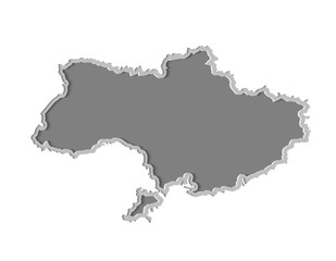 Ukraine map paper cut vector illustration, country isolated on a white background.