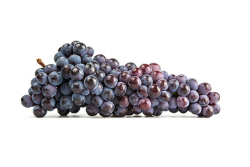 bunch of grapes in basket on white background