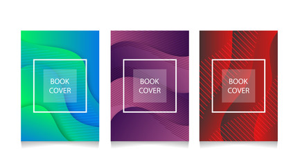 Modern abstract book covers of A4 abstract color 3d paper art , colorful wave and fluid shapes background
