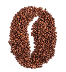  Coffee beans laid out in shapes and symbols.