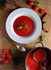 Homemade traditional tomato cream soup