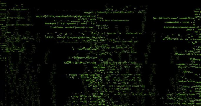 Green screen coding hacker concept animation with glitch. Programming code typing error. Big data and Internet cyber attack. Programming code abstract. Blockchain concept, computer digital code