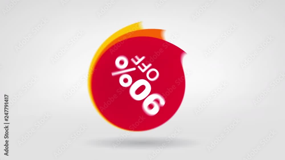 Sticker 90% off sale promo banner special offer sticker. sale campaign red price tag. discount 90% animation