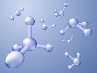 Beautiful realistic futuristic vector with shiny molecules on blue background.