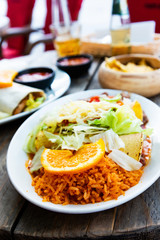 Enchilada with tomato rice, a mexican recipe