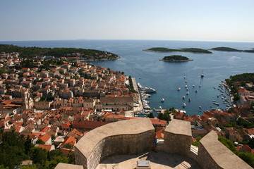 Spectacular view at town Hvar on island Hvar, Croatia