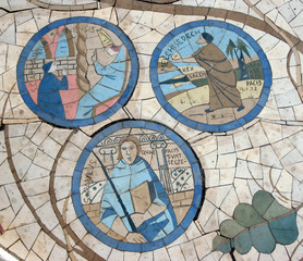 Mosaic in front of the church on the Mount of Beatitudes