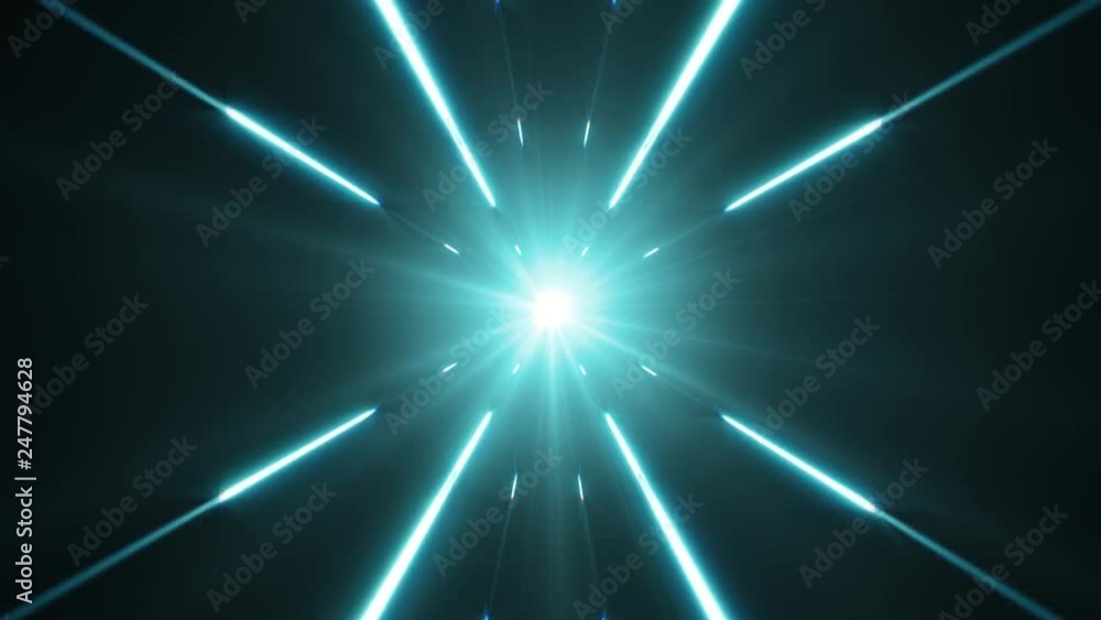 Poster hyperspace background with shining starburst/ animation of a colorful abstract hyperspace shining st
