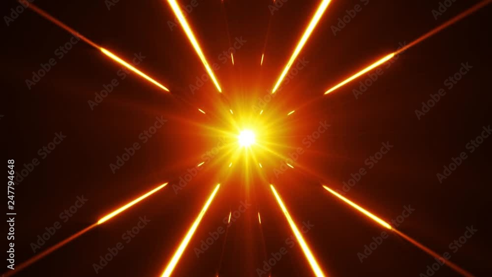 Poster hyperspace background with shining starburst/ animation of a colorful abstract hyperspace shining st
