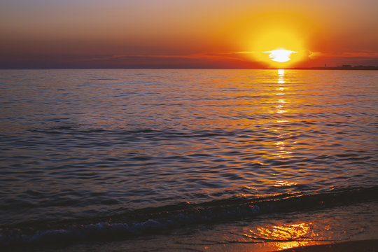 Beatiful sunset in sea