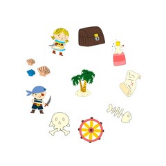 Pirate adventures Pirate party Kindergarten pirate party for children Adventure, treasure, pirates, octopus, whale, ship Kids drawing pattern for banners, leaflets, brochure, invitations