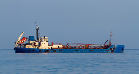 Oil products tanker in a sea