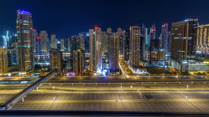 Obraz na płótnie Canvas Fantastic rooftop skyline of Dubai marina timelapse.