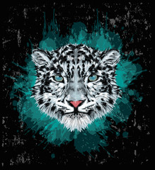 Snow leopard  - Stylized vector illustration - Grunge art