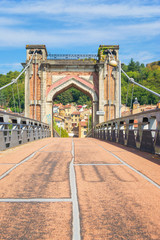 Fototapeta premium Pedestrian Bridge to Trevoux, France