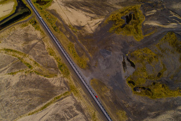 Landscapes and motorways of Iceland, taken with drone