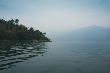 Phewa lake. Pokhara, Nepal with Annapurna range in background.