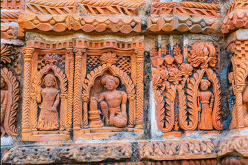 Terracotta decorations at Hindu Temple, India.