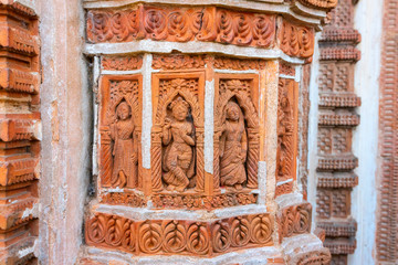 Terracotta decorations at Hindu Temple, India.