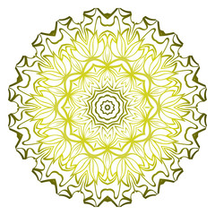 Beautiful Round Flower Mandala. Vector Illustration. Abstract. Green olive color
