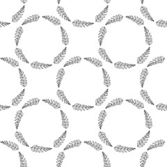 Vector illustration. leaf of plant or flower or branch isolated on white. Decor floral plant round element. Seamless botanic pattern.