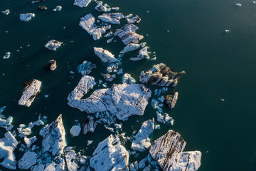 Glacier lagoon in Iceland suring the sunset