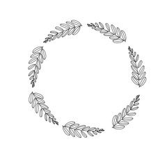 Vector illustration. leaf of plant or flower or branch isolated on white. Decor floral plant round element. botanic pattern.