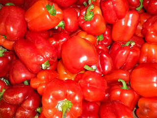 lots of fresh red peppers