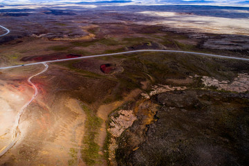 Icelandic aerial photography captured by drone.Beautiful landscape in Hveraronf,  in an area of...
