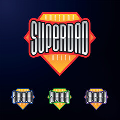Sport emblem typography. Super dad hero logotype sticker for your t-shirt, print, apparel