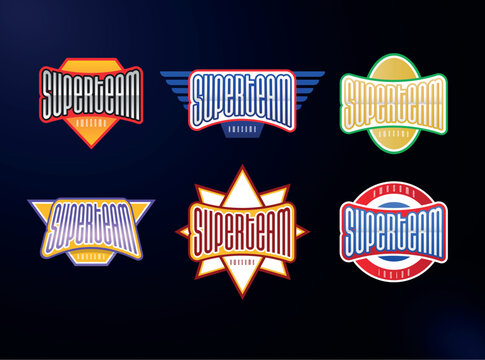 Sport emblem typography set. Super team hero logotype sticker for your t-shirt. Mega collection