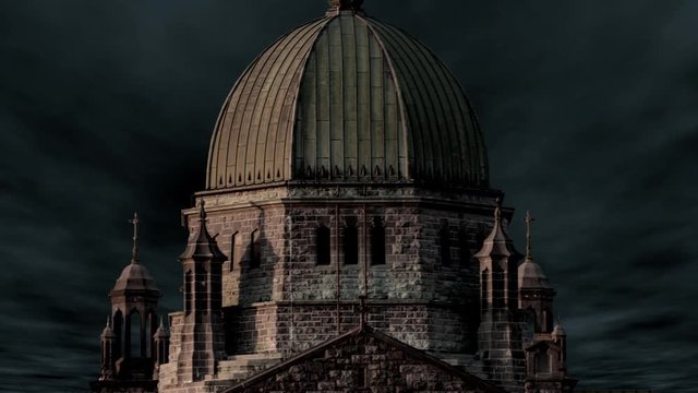 A close up of the renaissance style dome and pillars on top of Galway Cathedral Ireland