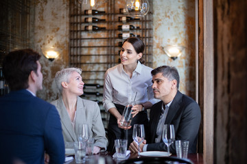 Waitress taking orders in a restaurant