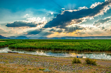 Sun set on the  Karamik Lake, Afyon - Turkey. June 2013