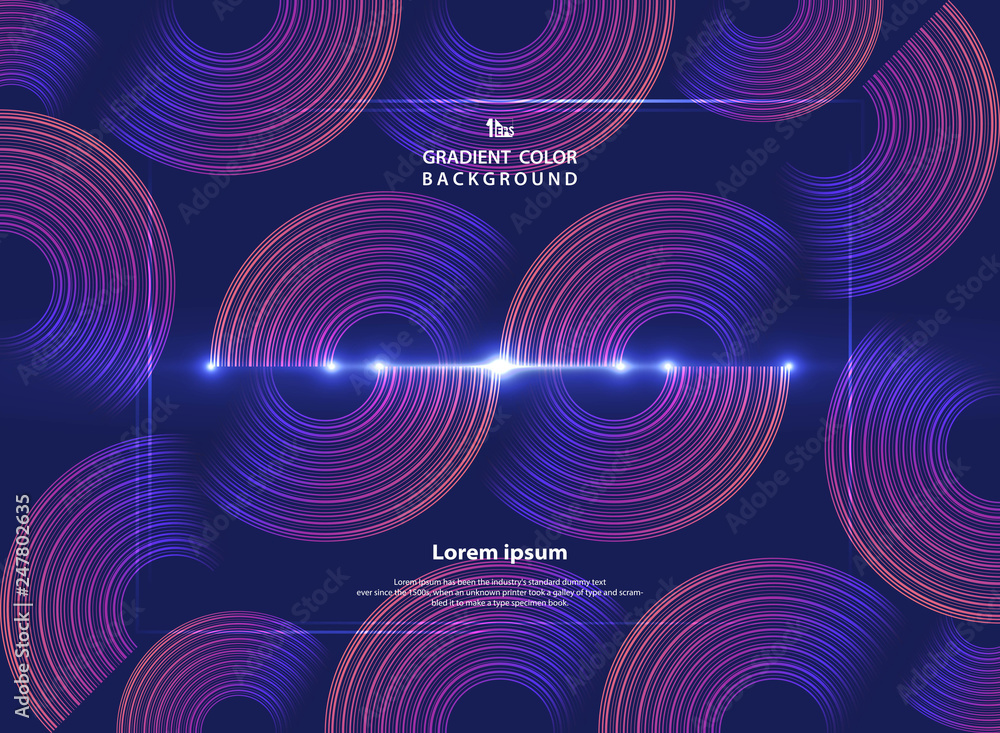 Poster abstract minimal geometric circle line with glitters fluid background.