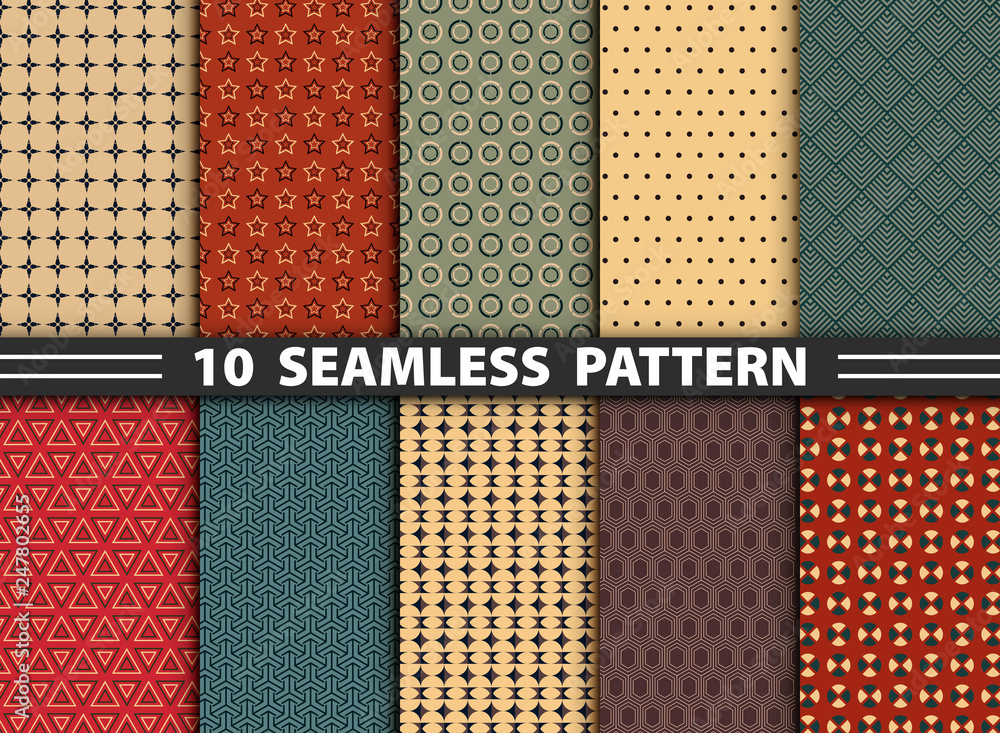 Poster abstract seamless pattern of geometric colorful set background.