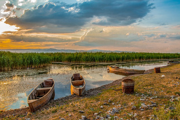 Sun set on the  Karamik Lake, Afyon - Turkey. June 2013