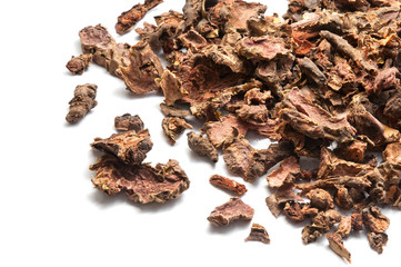 Rhodiola rosea roots isolated on white.