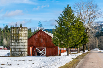 Red Barn and Silo by road