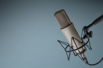 Professional microphone in radio studio