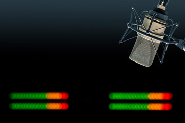 Professional microphone in radio studio