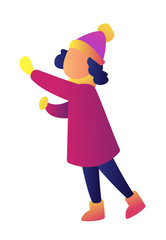Happy child wearing winter clothes having fun outdoors vector illustration