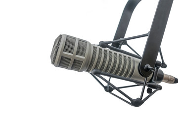 Professional microphone in radio studio