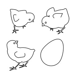 Black and white vector little easter set chicks
