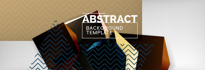 Dark color geometric abstract background, 3d shapes