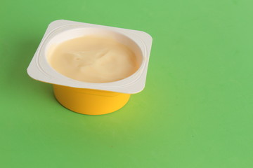 custard packed in plastic container